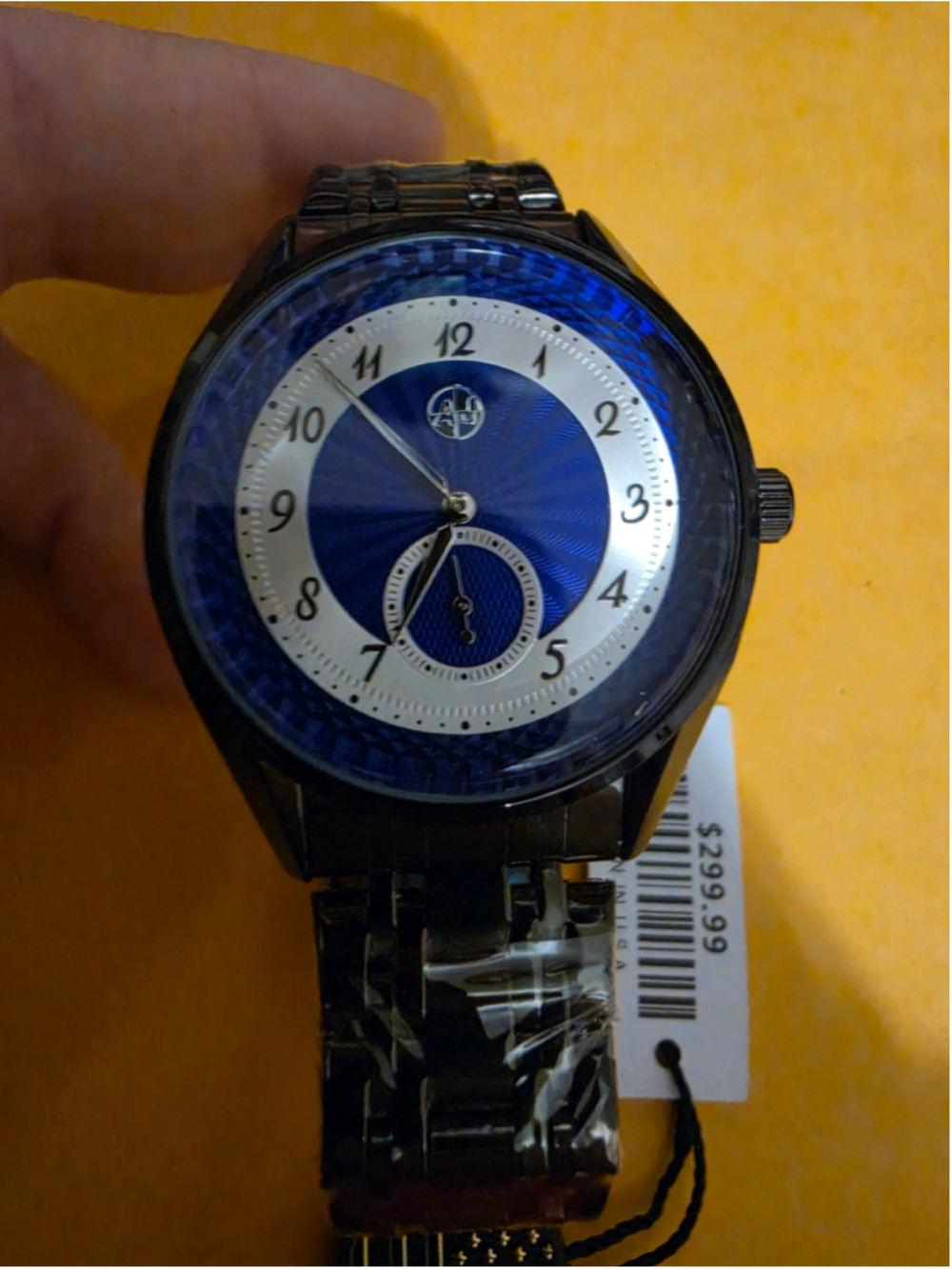 AJ Quality Watches USA Sun-Timer 42M-002 Blue Watch NWT $299.99 Tag
